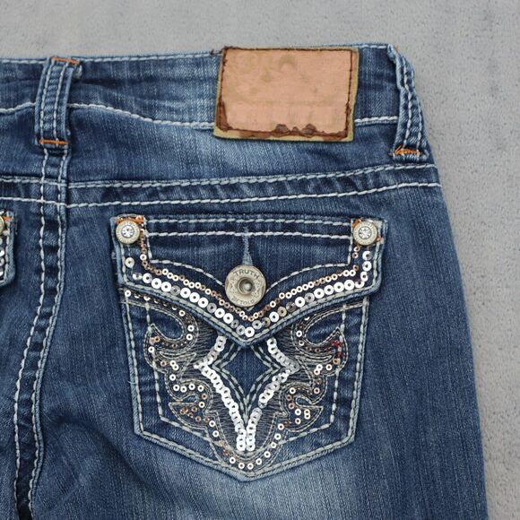 Truth Pants Womens 3 Blue Denim Flat Front Low Rise Fit Bootcut Pockets Jeans - Picture 9 of 16